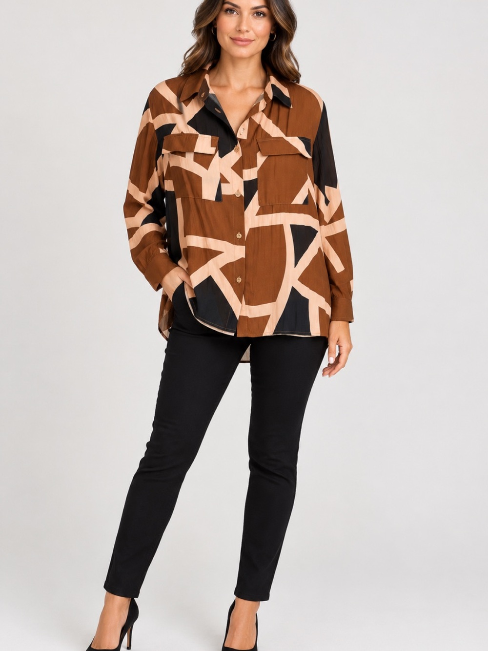 Anthropologie Sanctuary Geometric Button Down Shirt